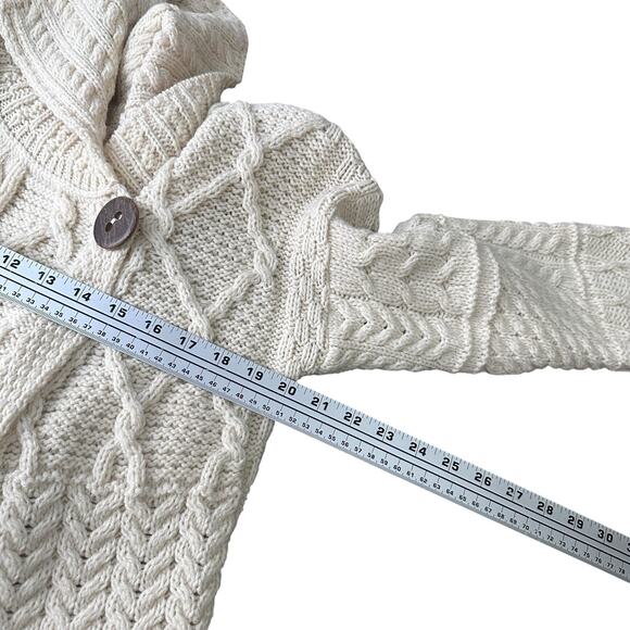 Standun Wrap Cardigan Sweater Women’s Medium Cream Ivory Ireland Merino Wool - Picture 8 of 10